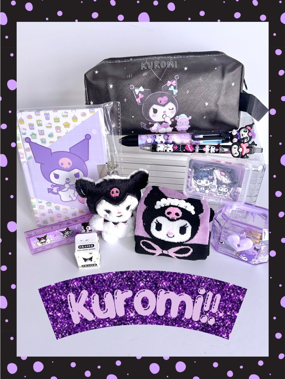 💜(KUR349) Kuromi Adorable 10-Piece Pencil Case Fun Bundle!